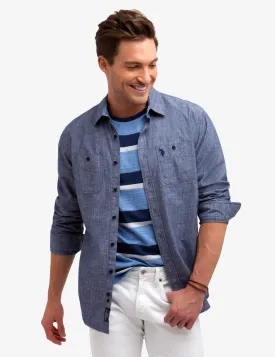 CLASSIC FIT TWO POCKET SLUB CANVAS SHIRT