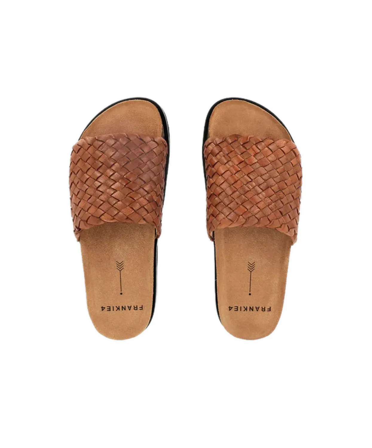 Frankie4 Greyson Tan Weave Slides Tan