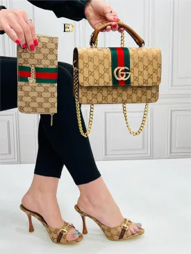 GG new season high heels shoes bag sets