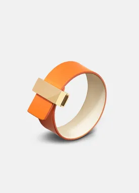 Leather Bracelet | Thin Clasp | Gold | Orange