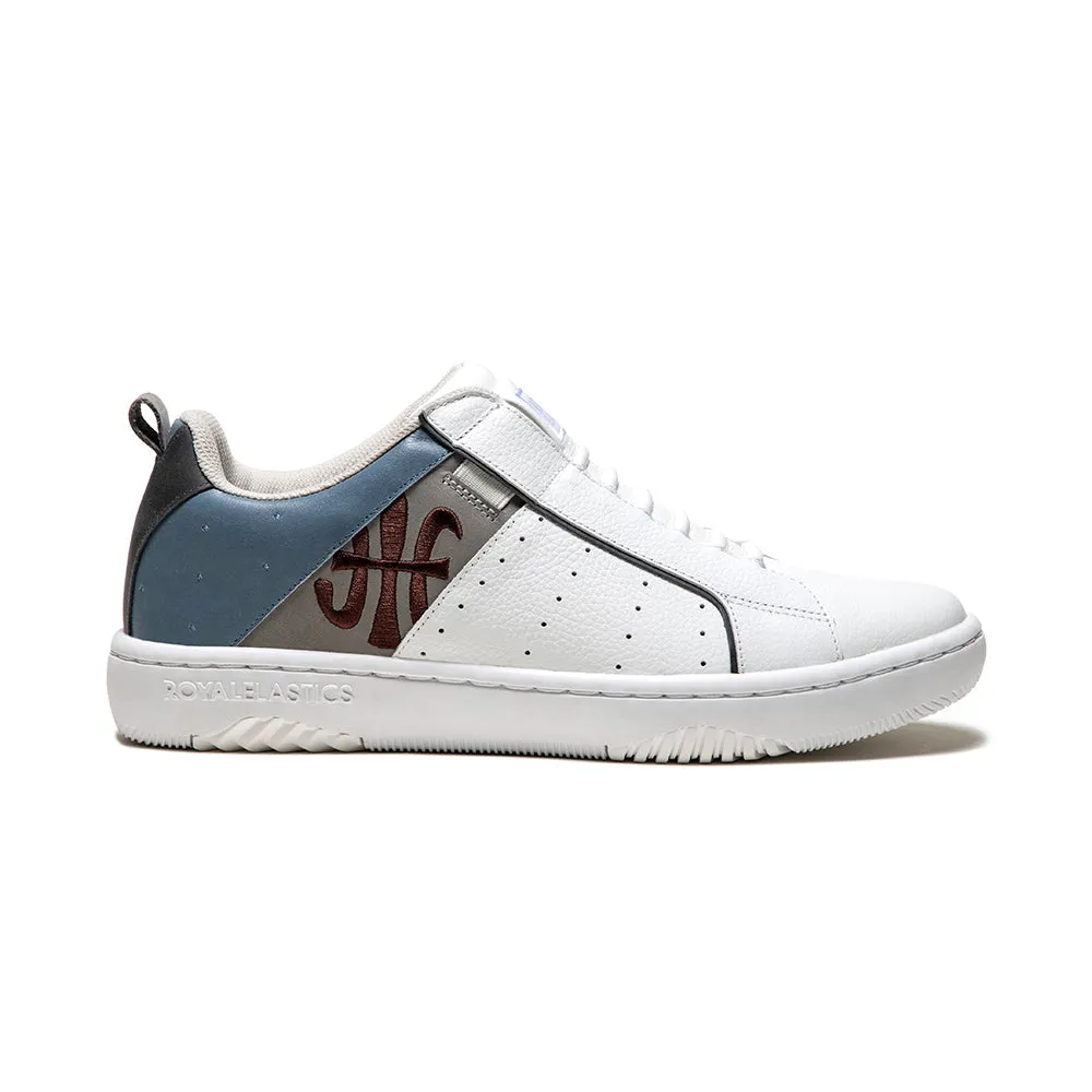 Men's Icon 2.0 White Blue Gray Logo Leather Sneakers 06541-085