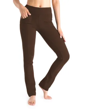 Straight Leg Yoga Pants, 5 Pockets (Brown)